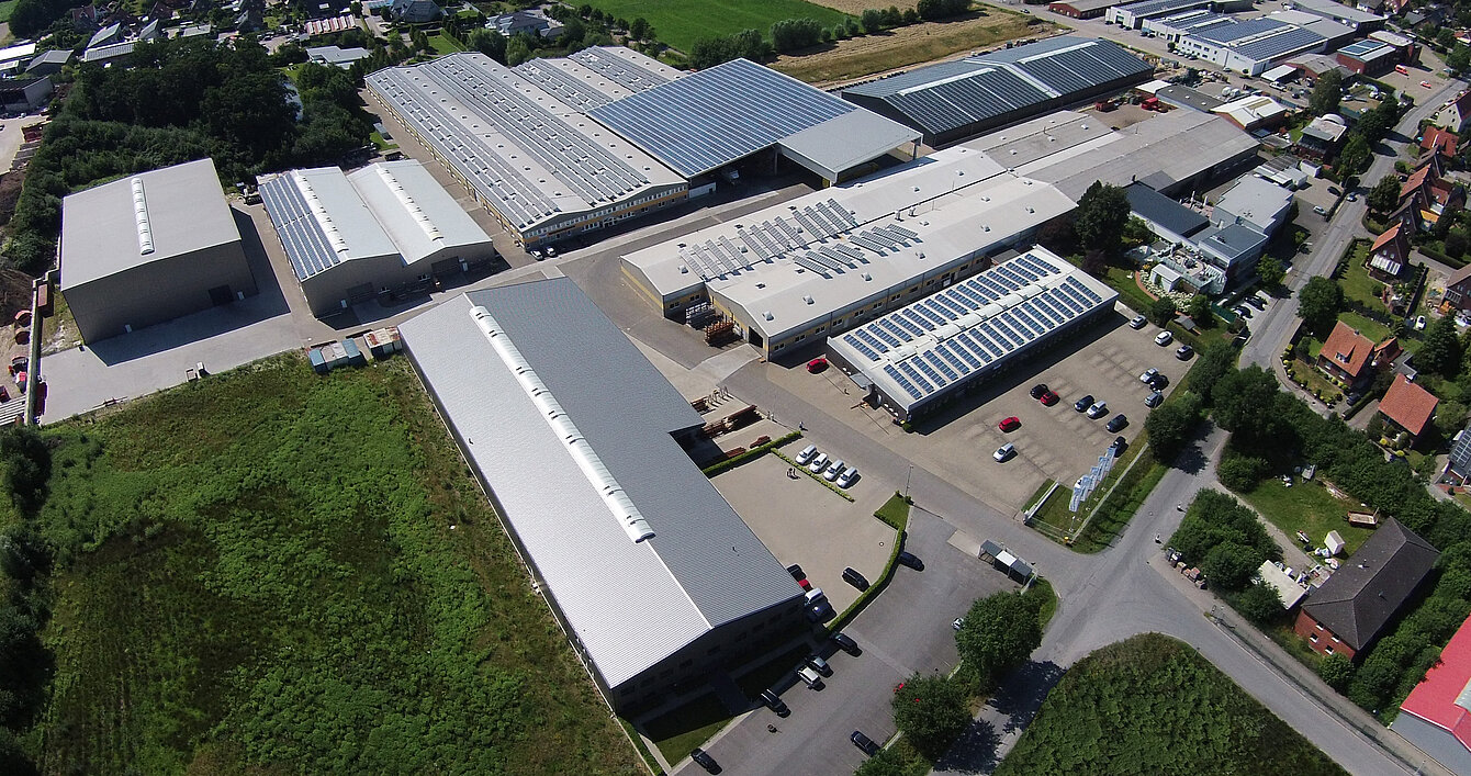 Luftaufnahme des Firmengeländes der HIMMEL Antriebstechnik GmbH & Co. KG in Gescher
